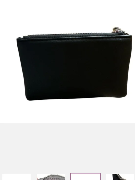 PRADA Black Saffiano Leather Polished Silver Zipper Pouch. - Picture 5 of 11